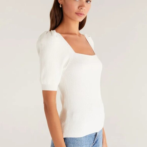Z Supply Soft White Square Front W Puff sleeves - Sz Small - Picture 4 of 15